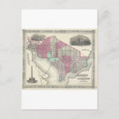1866 Johnson Map of Washington D.C. Postkarte (Vorderseite)