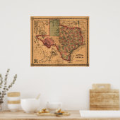 1866 Karte von Texas Poster (Küche)