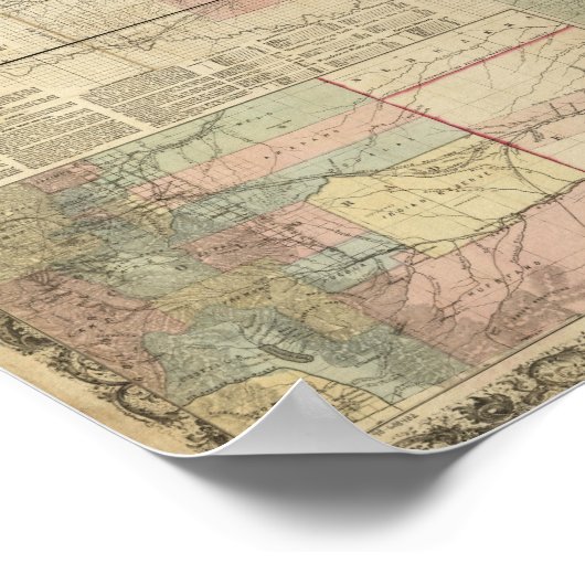 1867 Antike Bahnkarte von Kansas Poster (Ecke)