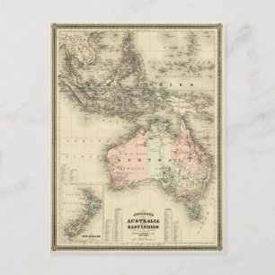 1867 Australien und Ostindien Vintage-Karte Postkarte