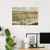 1867 Kairo, IL Birds Augen Panoramablick Karte Poster (Heimbüro)