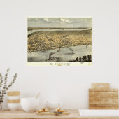 1867 Kairo, IL Birds Augen Panoramablick Karte Poster (Küche)