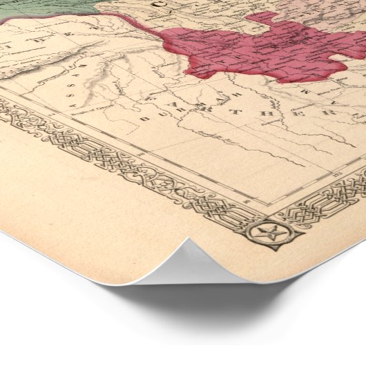 1868 Karte - Johnsons China und Japan Poster (Ecke)