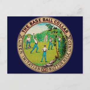 1868 Vintage Baseball-Kragen-Logo Postkarte