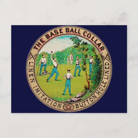 1868 Vintages Baseball-Collar-Logo Postkarte (Vorderseite)