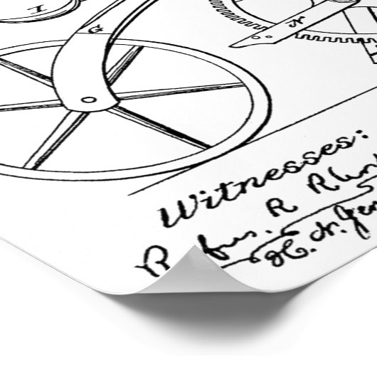 1869 Chainless Bicycle Patent Art Zeichnend Print Poster (Ecke)