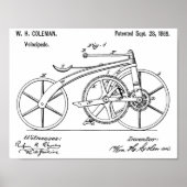 1869 Chainless Bicycle Patent Art Zeichnend Print Poster (Vorne)