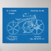 1869 Chainless Bicycle Patent Art Zeichnend Print Poster (Vorne)