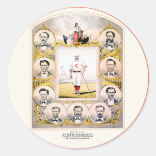 1869 Rote Strümpfe Runder Aufkleber