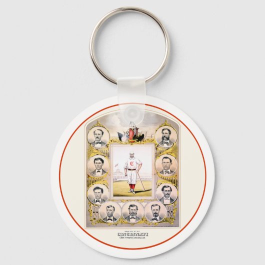 1869 Rote Strümpfe Schlüsselanhänger (Vorderseite)