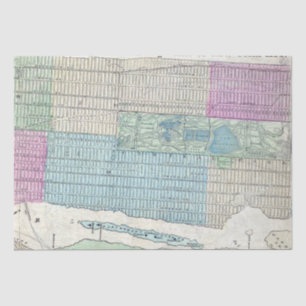 1870 Karte New York City Central Park Seidenpapier
