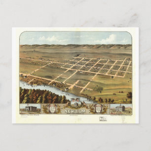 1870 New Ulm, MN Birds Eye View Postkarte