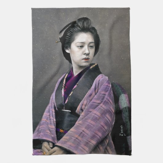 1870 Schöne japanische Frau Geschirrtuch (Vertikal)