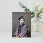 1870 Schöne japanische Frau Postkarte (Stehend Vorderseite)