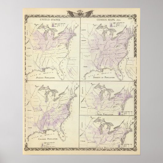 1870 United States census maps Poster (Vorne)
