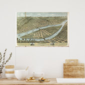 1870 Wheeling, WV Bird's Eye View Panoramablick Ka Poster (Küche)