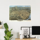 1871 Chattanooga, TN Birds Eye Panoramablick Karte Poster (Heimbüro)