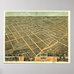 1871 Lexington, KY Birds Eye Panoramablick Karte Poster