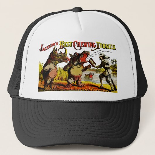 1871 Vintage kauender Tabak-Anzeige Truckerkappe (Vorderseite)