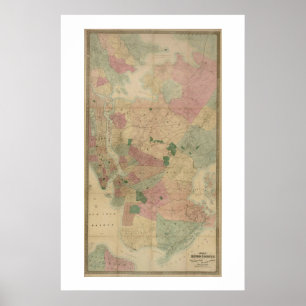 1872 Brooklyn Map - New York City, Queens Poster