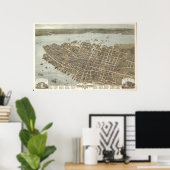 1872 Charleston, SC Birds Eye Panoramablick Karte Poster (Heimbüro)