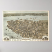 1872 Charleston, SC Birds Eye Panoramablick Karte Poster (Vorne)