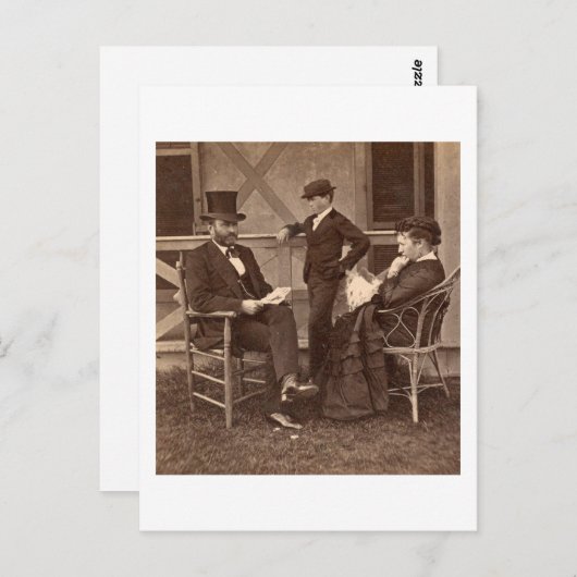 1872 Präsident Grant mit Familie in Hütte Postkarte (Vorne/Hinten)