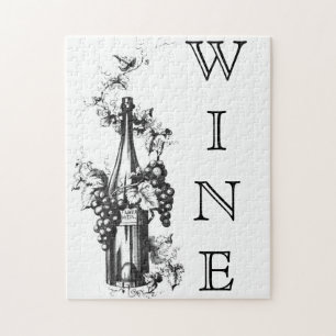 1873 Antike Weinflasche mit Trauben und Blättern Puzzle