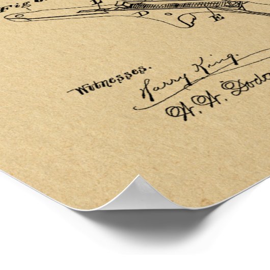 1873 Gun Revolver Patent Art Zeichnend Print Poster (Ecke)