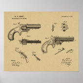 1873 Gun Revolver Patent Art Zeichnend Print Poster (Vorne)