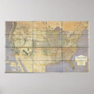 1873 Karte der USA Poster