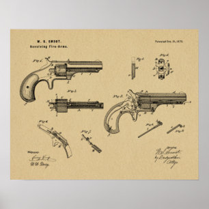 1873 Revolver Patent Kunst Zeichnung Druck Poster