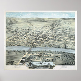 1873 Waco, TX Birds Eye Panoramablick Karte Poster