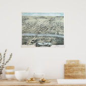 1873 Waco, TX Birds Eye Panoramablick Karte Poster (Küche)