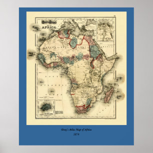 1874 Map of Africa Antique African Print Poster