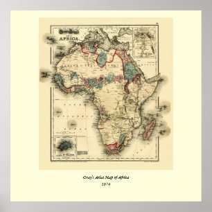 1874 Map of Africa Antique African Print Poster