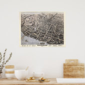 1874 Poughkeepsie, New Birds Eye Panoramablick Kar Poster (Küche)