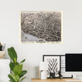 1874 Poughkeepsie, New Birds Eye Panoramablick Kar Poster (Heimbüro)