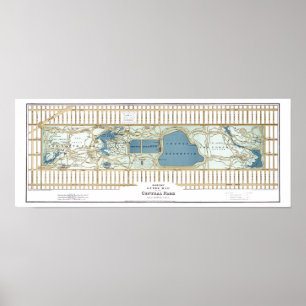 1875 Hinrichs' Guide Karte des Zentralparks Poster