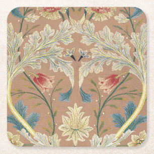 1875 Vintag William Morris Floral Stickerei Rechteckiger Pappuntersetzer