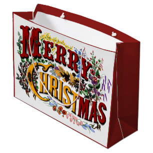 1876 Frohe Weihnachten Bunt Große Geschenktüte
