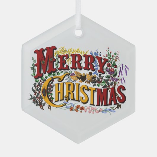 1876 Frohe Weihnachten Ornament Aus Glas (Vorderseite)