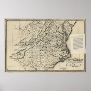 1876 Karte von Virginia & West Virginia Poster