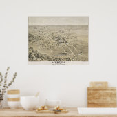 1876 McKinney, TX Bird's Eye View Panorama Karte Poster (Küche)