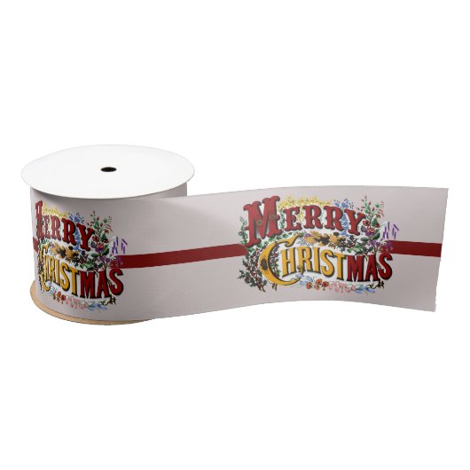 1876 Merry Christmas Colorful Satinband (Spule)