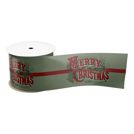 1876 Merry Christmas Green Satinband (Spule)