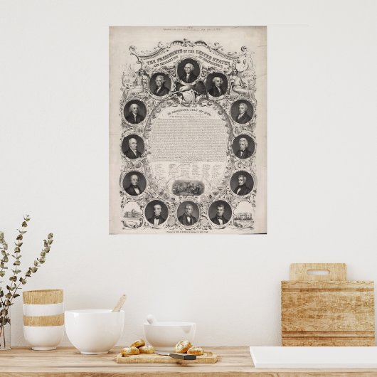 1876 Reproduktion der Unabhängigkeitserklärung Poster (Küche)