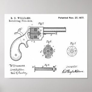 1877 Gun Revolver Patent Art Zeichnend Print Poster