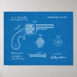 1877 Gun Revolver Patent Art Zeichnend Print Poster