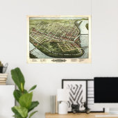 1877 Holyoke, MA Birds Eye Panoramablick Karte Poster (Heimbüro)